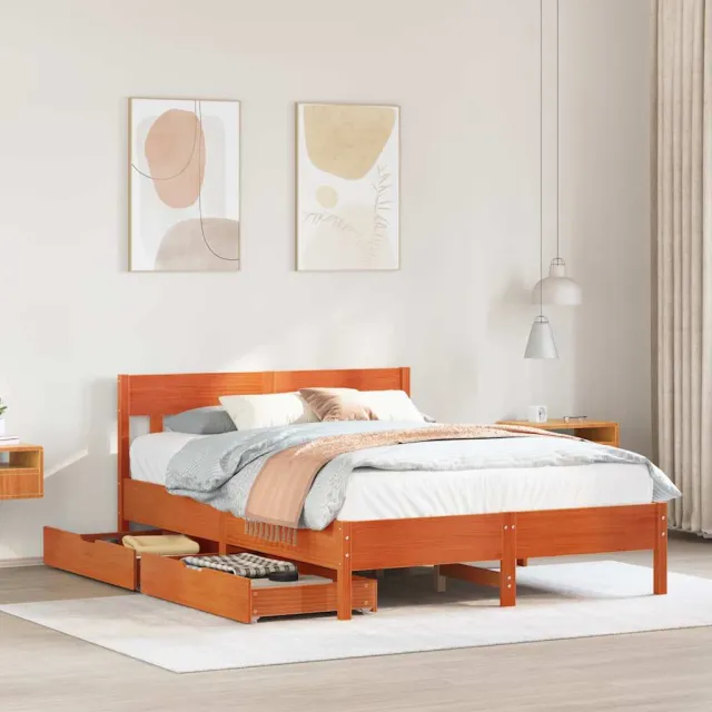 vidaXL Bedframe zonder matras massief grenenhout wasbruin 150x200 cm bruin