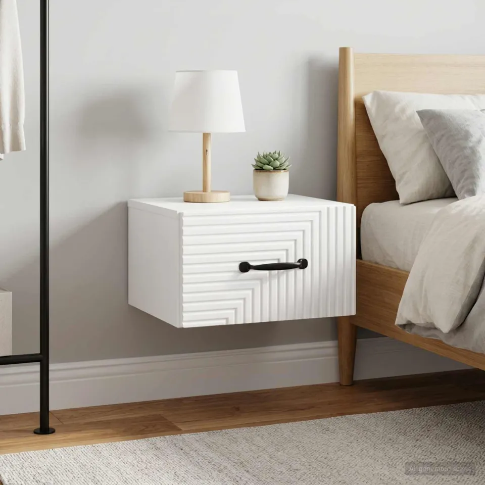 vidaXL Wandbeugel Bedkast 2 st Hoogglans Wit 34,5 x 33 x 20 cm, foto 4