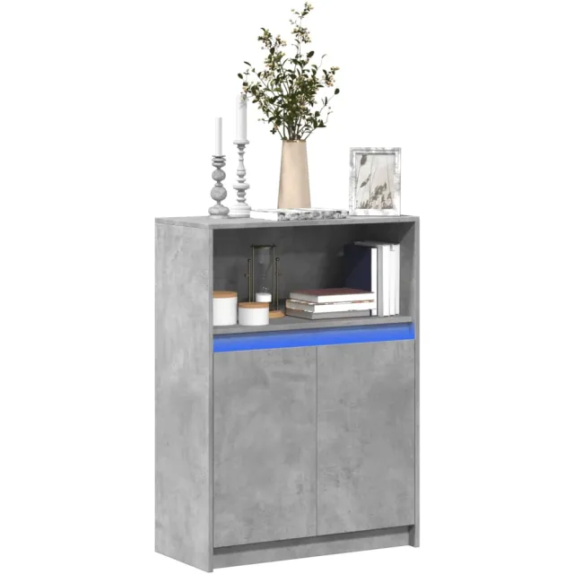 vidaXL Dressoir met LED 72x34x100 cm bewerkt hout betongrijs
