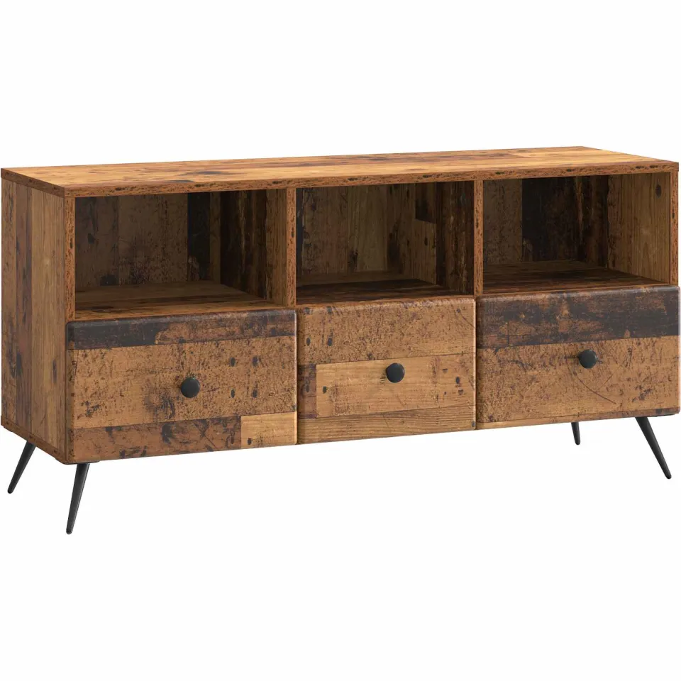 vidaXL TV-kast met lade Oud hout 102 x 34,5 x 50 cm Bewerkt hout bruin, foto 3