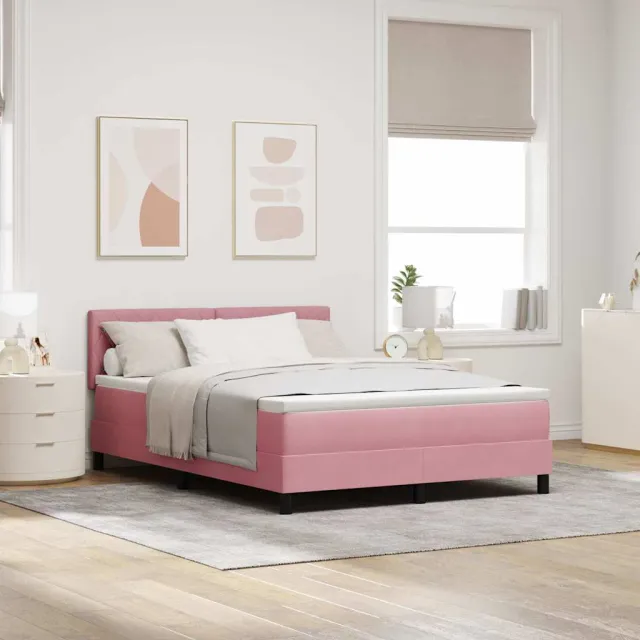 vidaXL Boxspringbed met matras Roze 140 x 190 cm Fluweel