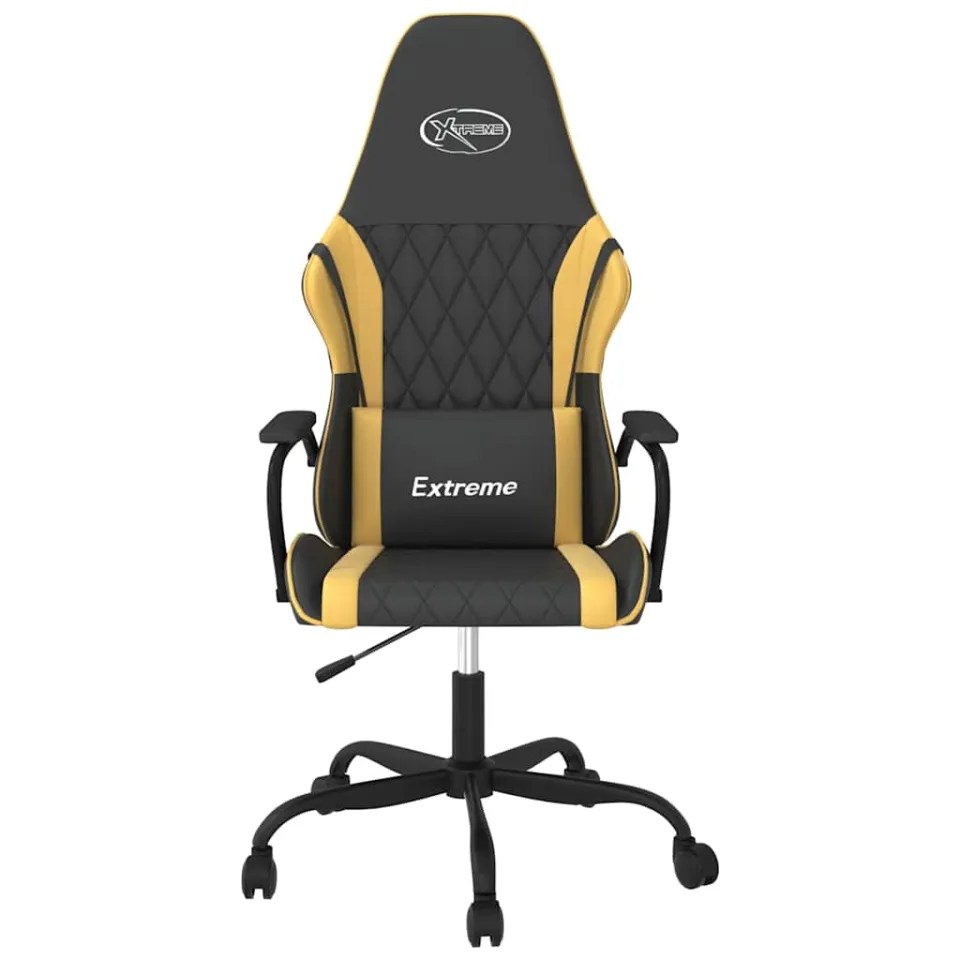 vidaXL Massage gamestoel kunstleer zwart en goudkleurig