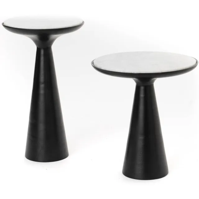 Starfurn Bijzettafel Essy - Rond Zwart Marmer - 38x38x60cm