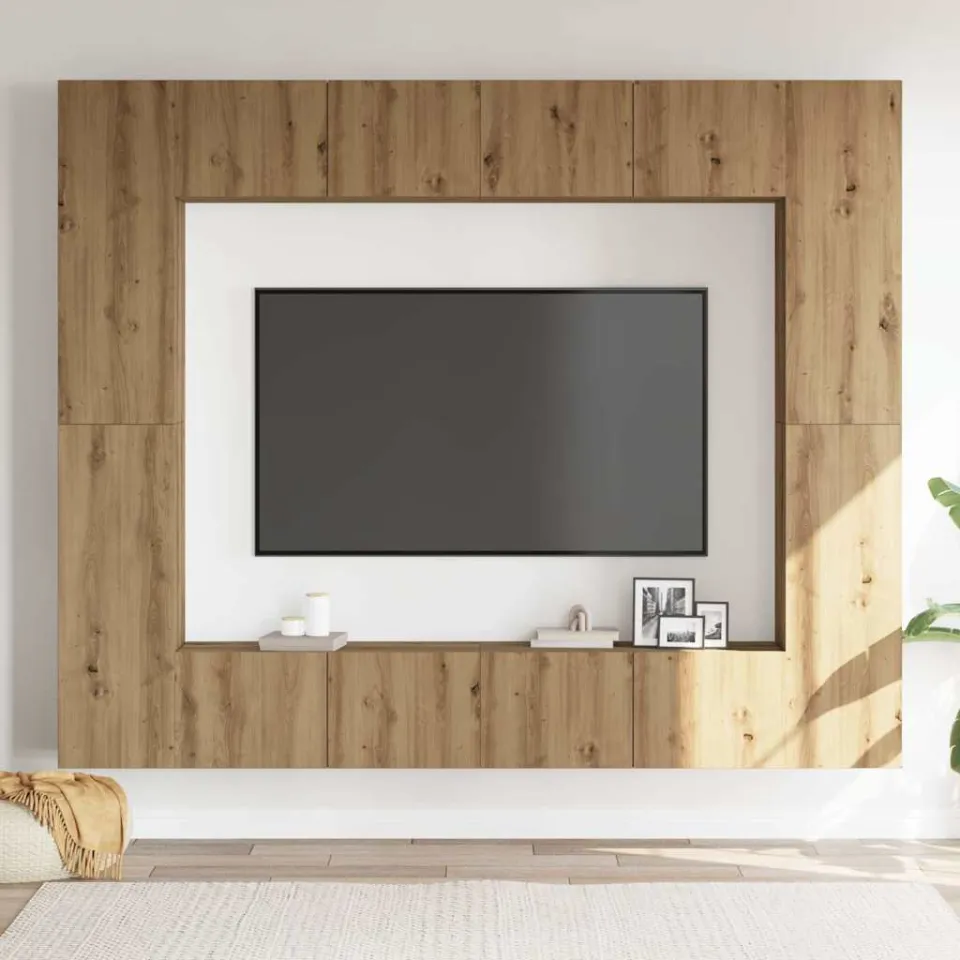 vidaXL 8-delig Tv-meubelset wandmontage bewerkt hout artisanaal eiken, foto 2