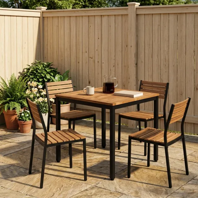 vidaXL Tuindiner tafel NAARDEN Naturel en Zwart 70 x 68,5 x 75 cm, foto 2