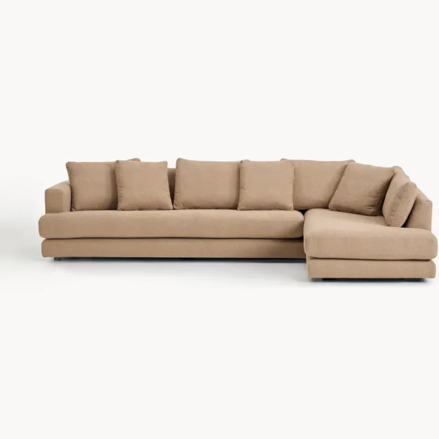 Westwing Collection Bouclé hoekbank Tribeca (4-zits) beige