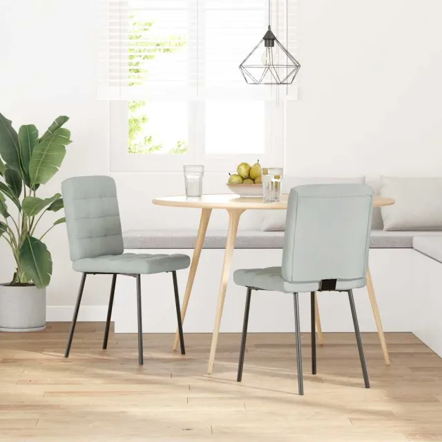 vidaXL Eetkamerstoelen 2 st fluweel lichtgrijs grijs, foto 2