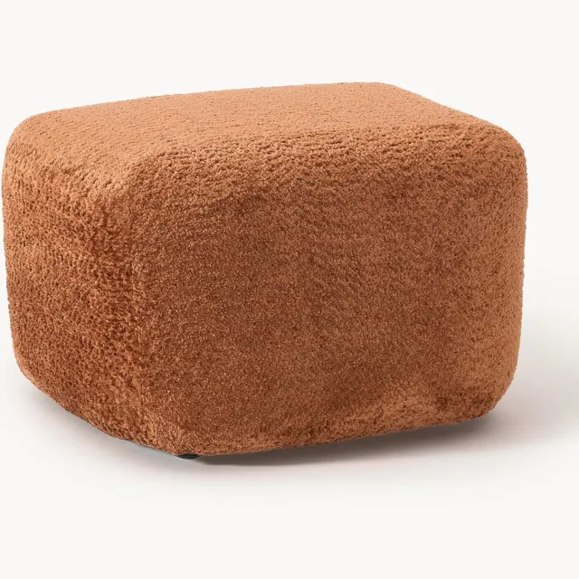Westwing Collection Voetenbank Wolke van teddy bouclé Terracotta