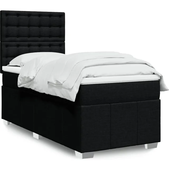 vidaXL Boxspring met matras stof zwart 80x200 cm