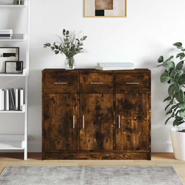 vidaXL Dressoir 91x28x75 cm bewerkt hout gerookt eikenkleurig, foto 2