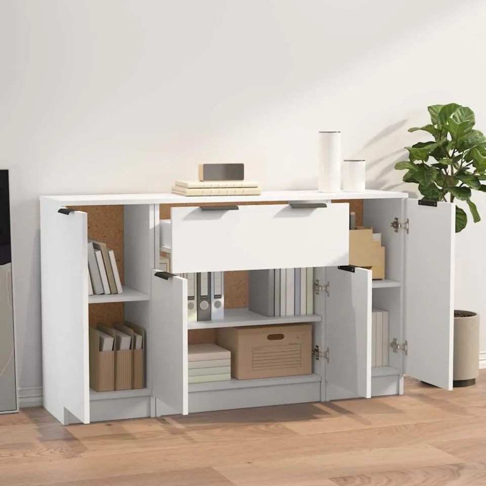 vidaXL Dressoirs 3 st bewerkt hout wit, foto 3
