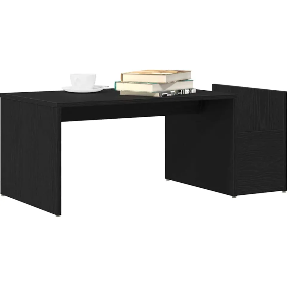vidaXL Salontafel Zwart Eiken 90 x 45 x 35 cm Bewerkt hout