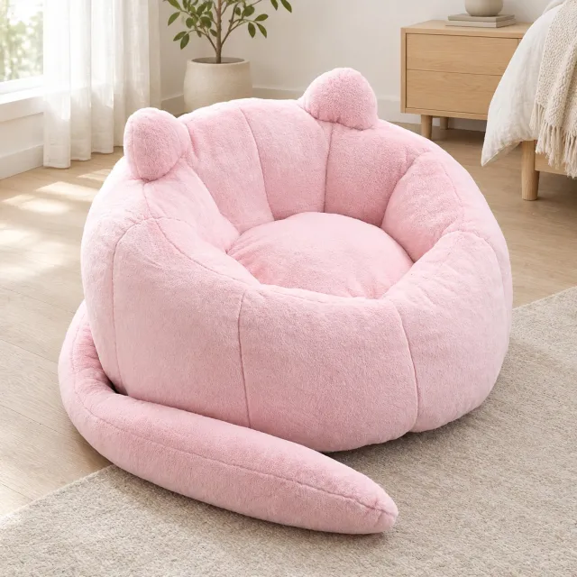 CHICFURN Zitzak - Zonder montage - Met rugleuning en armleuningen - Roze