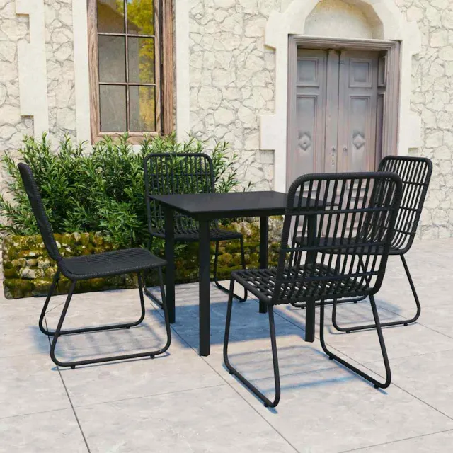 vidaXL 5-delige Tuinset poly rattan en glas zwart, foto 2
