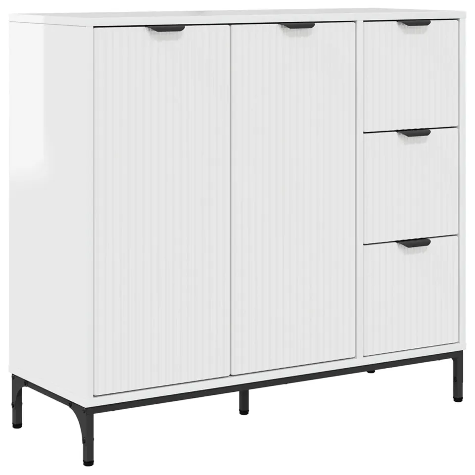 vidaXL Dressoir Hoogglans wit 89,5 x 33 x 82 cm Bewerkt hout, foto 3