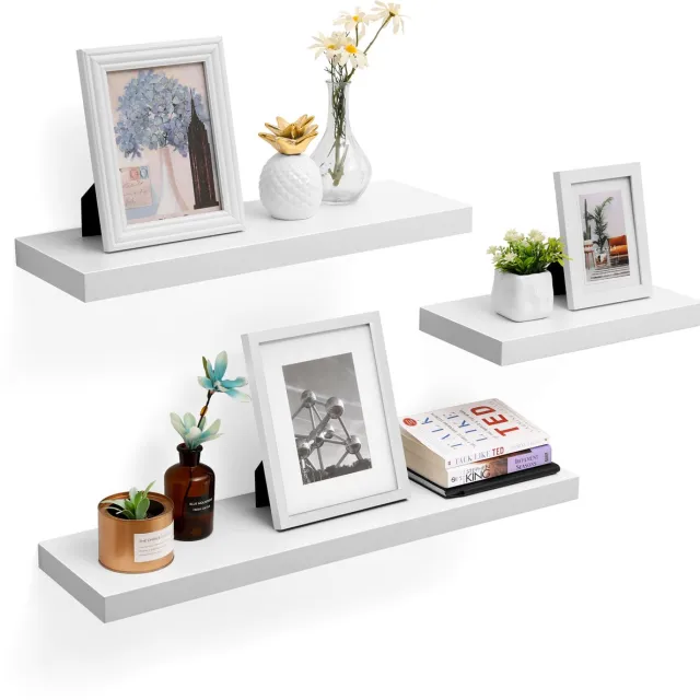 Vasagle Wandplank - Zwevende Wandplank - Voor Boeken en Decoratie - Draagvermogen tot 10 kg Wit