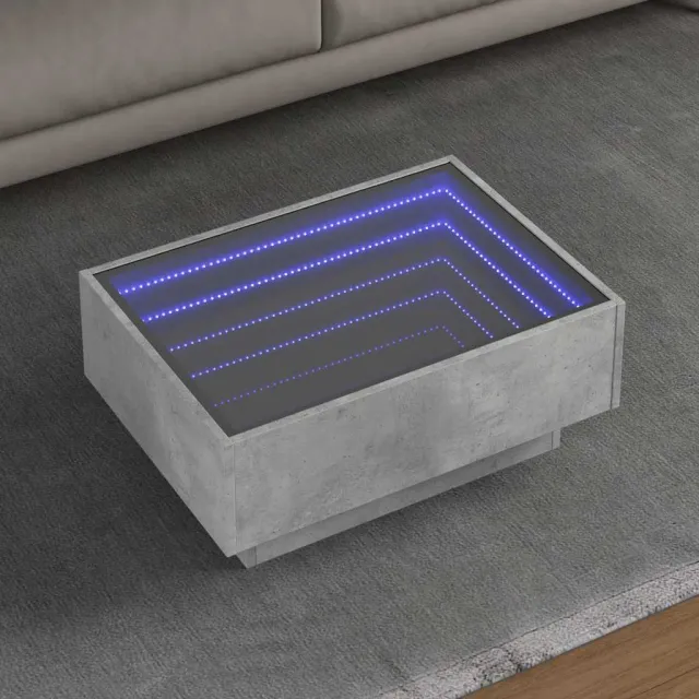vidaXL Salontafel met LED 70x50x30 cm bewerkt hout betongrijs grijs, foto 2