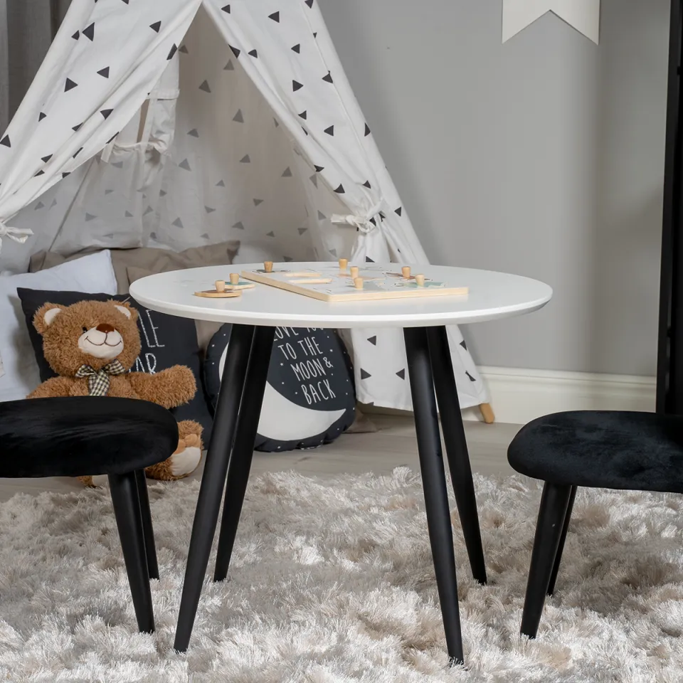 Nest living Bruno ronde kindertafel wit – met zwarte poten - Ø 60 cm, foto 2