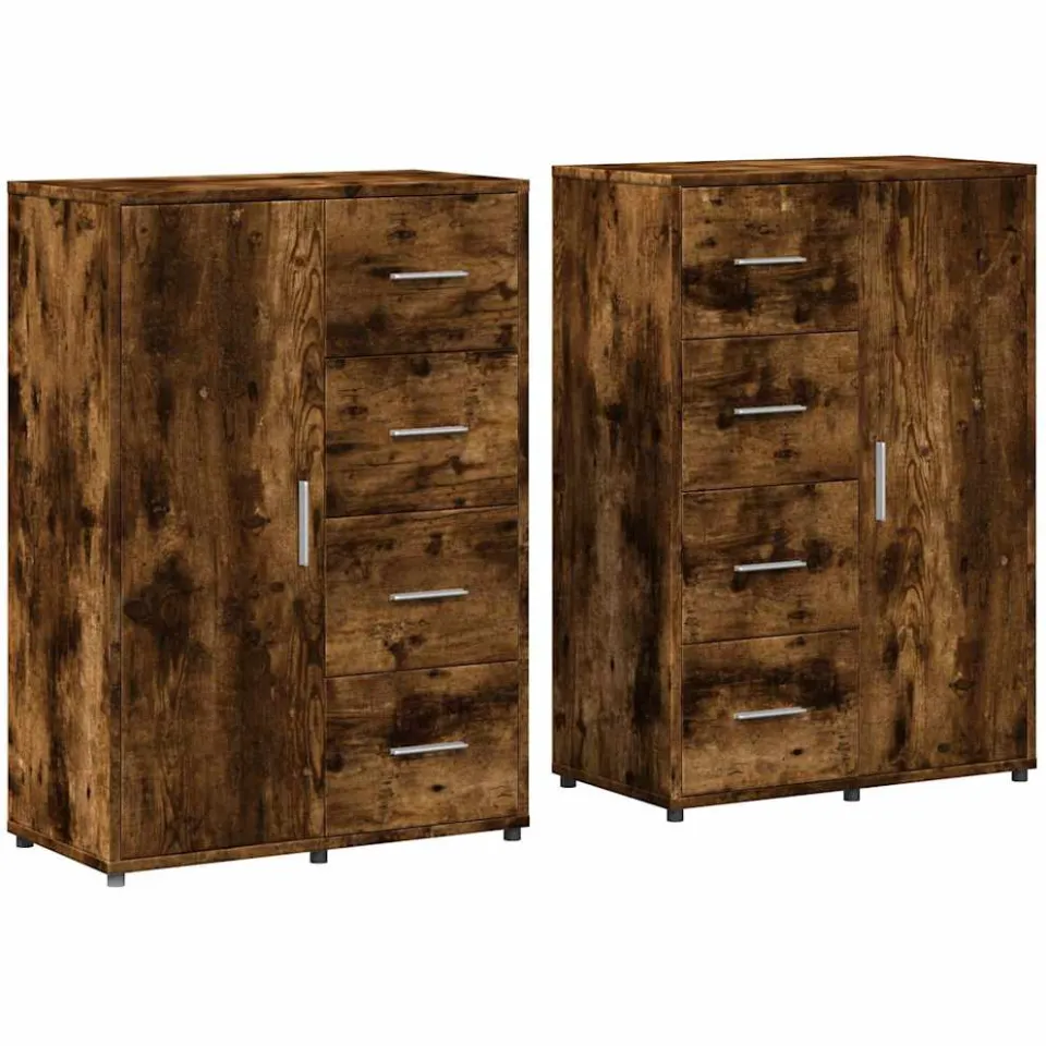 vidaXL Dressoirs 2 st 60x31x84 cm bewerkt hout gerookt eikenkleurig Bruin