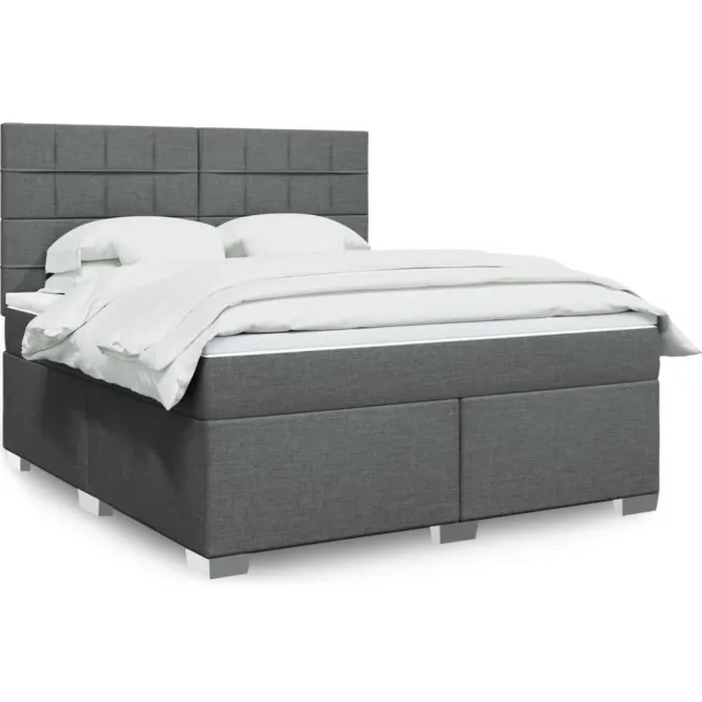 vidaXL Boxspring met matras stof donkergrijs 180x200 cm grijs