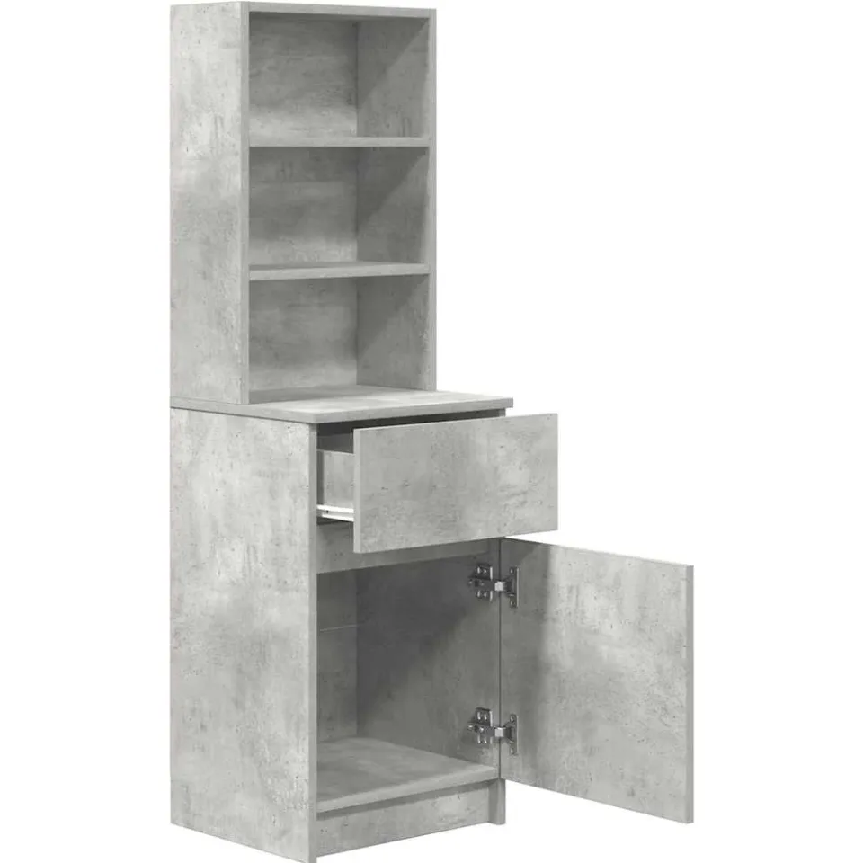 vidaXL Nachtkastje 39x35x125 cm bewerkt hout betongrijs bruin, foto 4