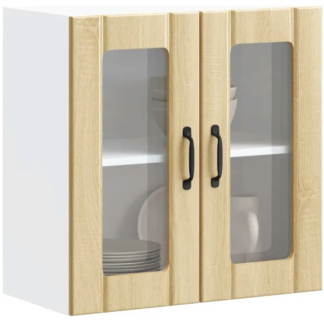 vidaXL Keukenbovenkast met glazen deur Lucca bewerkt hout sonoma eikenkleur Bruin
