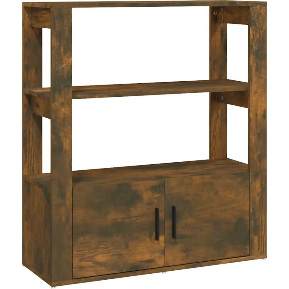 vidaXL Dressoir 80x30x90 cm bewerkt hout gerookt eikenkleurig Bruin