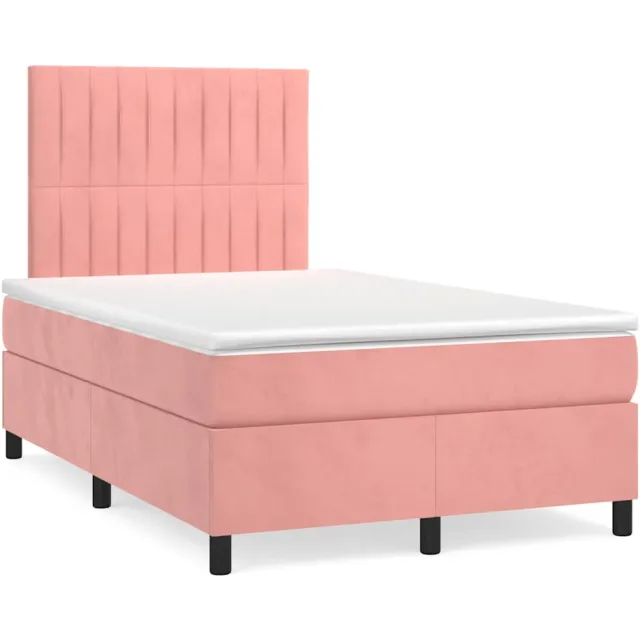 vidaXL Boxspring met matras fluweel roze 120x190 cm