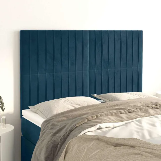 vidaXL Hoofdbord donkerblauw 144x5x118/128 cm fluweel