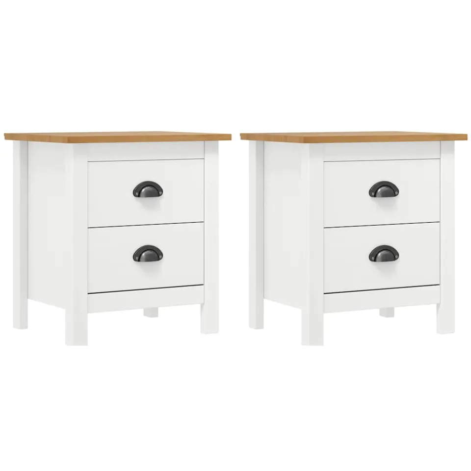 vidaXL Nachtkastjes 2 st Hill 46x35x49,5 cm grenenhout wit, foto 3