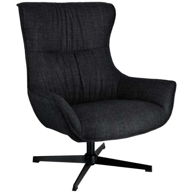Vega Oorfauteuil Elvar; 85x85x101 cm (BxDxH); zitting antraciet, frame zwart