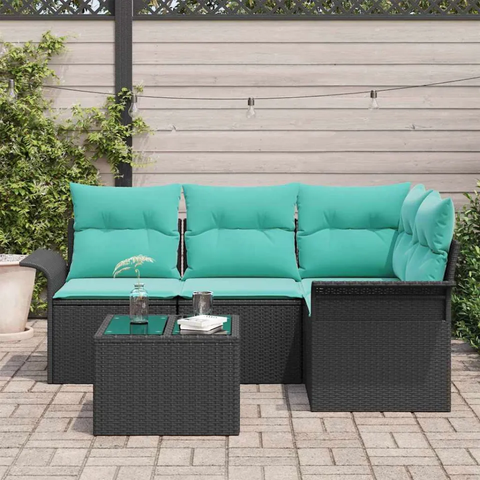vidaXL Tuin Sofa Set 5 st Zwart poly rattan, foto 3
