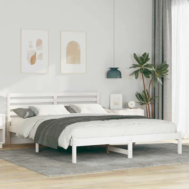 vidaXL Bedframe met hoofdeinde Wit 160 x 220 cm Massief grenenhout