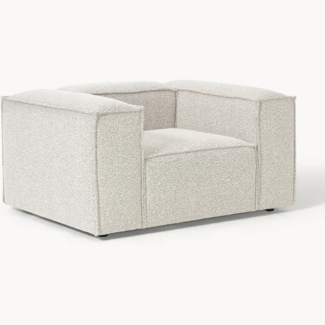 Westwing Collection Fauteuil Lennon uit bouclé Wit