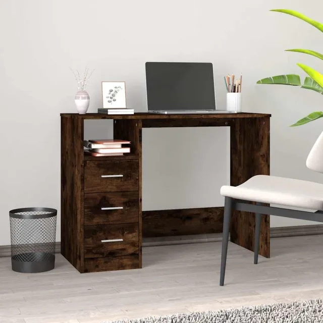 vidaXL Bureau met lades 102x50x76 cm bewerkt hout gerookt eikenkleurig Bruin