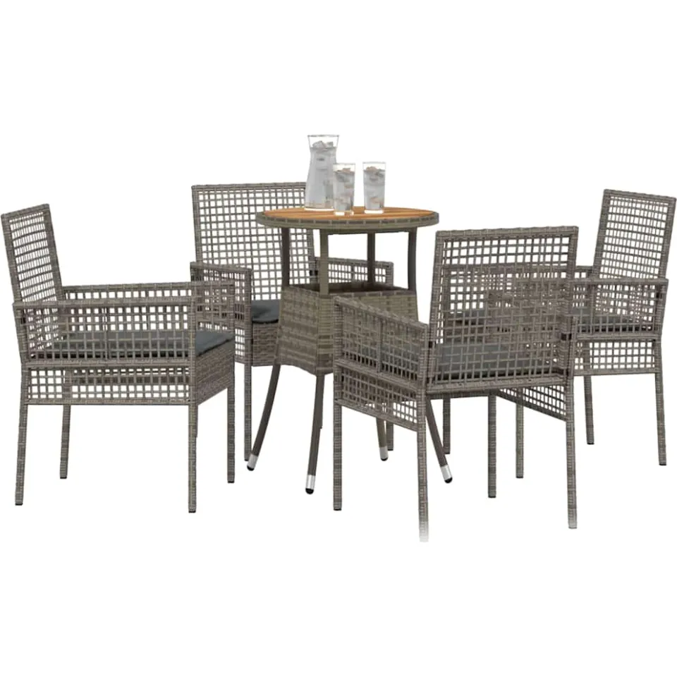 vidaXL Tuin eettafelset 5 st Grijs poly rattan