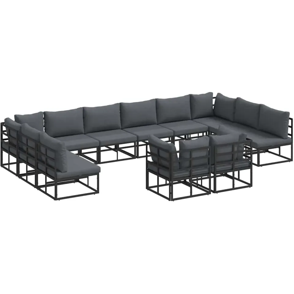 vidaXL Tuinbankenset 12 st Zwart Aluminium, foto 3