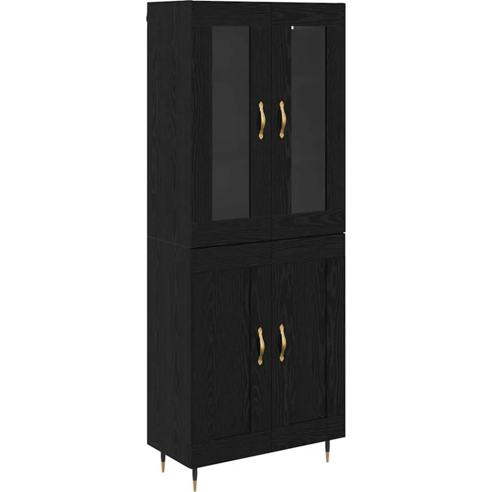 vidaXL Hoge kast 2 st Zwart Eiken 69,5 x 34 x 180 cm Bewerkt hout, foto 3