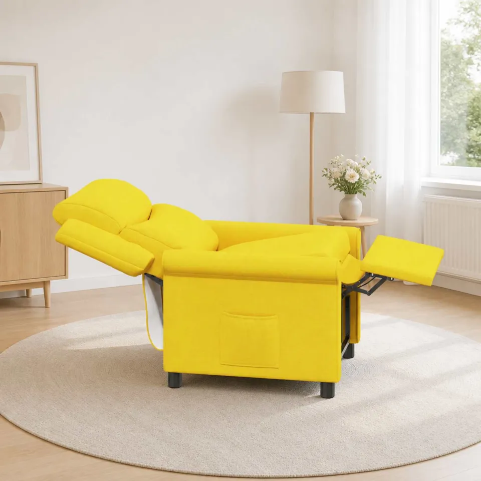 vidaXL Ligstoel Licht Geel 69 x 93 x 102 cm Stof, foto 3