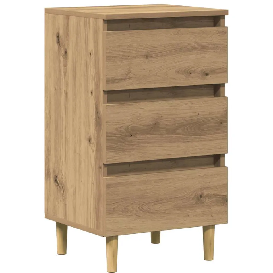 vidaXL Nachtkastje 40x35x69 cm bewerkt hout artisanaal eikenkleur, foto 3