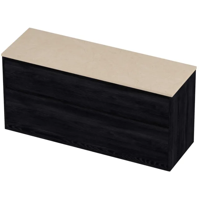 Proline Deck Badmeubelset Hardsteen Greeploos Asymmetrisch Kader 140x46x67 cm Sand Stone Black Oak