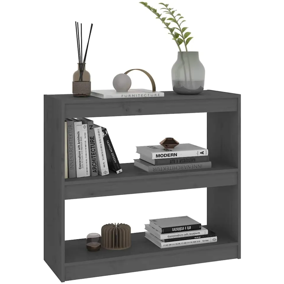 vidaXL Boekenkast/kamerscherm 80x30x71,5 cm massief grenenhout grijs, foto 3