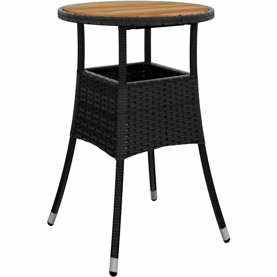 vidaXL 5-delige Loungeset met kussens poly rattan en acaciahout zwart, foto 4