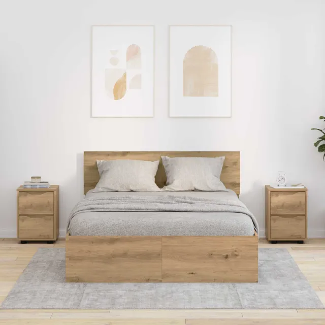 vidaXL Nachtkastjes 2 st Artisan Eiken 30,5 x 30 x 43 cm Bewerkt hout Bruin