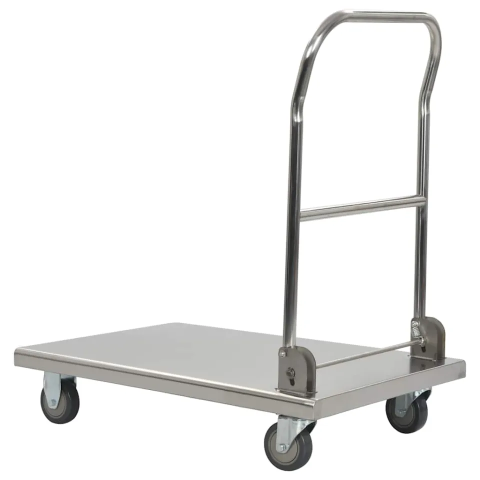 vidaXL Platformwagen 82x53x86 cm roestvrij staal zilverkleurig, foto 4