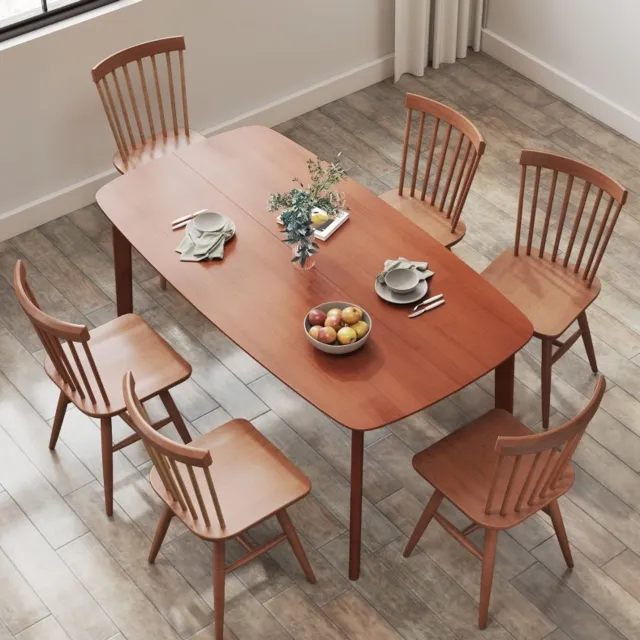 CHICFURN Eettafel - 6 personen - gelakt - rechthoekig - bruin