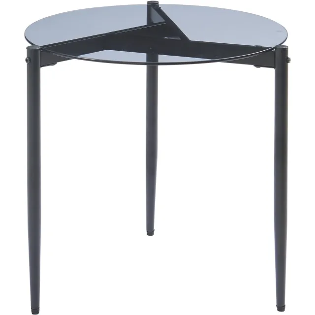en.casa Bijzettafel Ulökantaa rond rookglas 50x50 cm grijs [en.casa]
