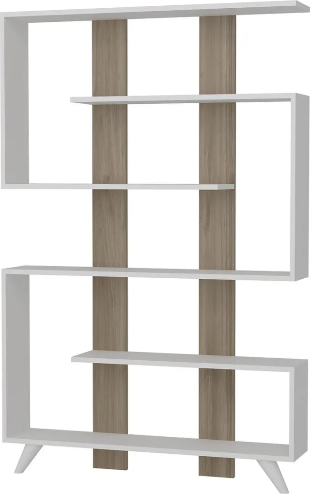 Skye Decor Stijlvolle Boekenkast - Walnoot & Wit - 120x162x20cm - Melamine Oppervlak