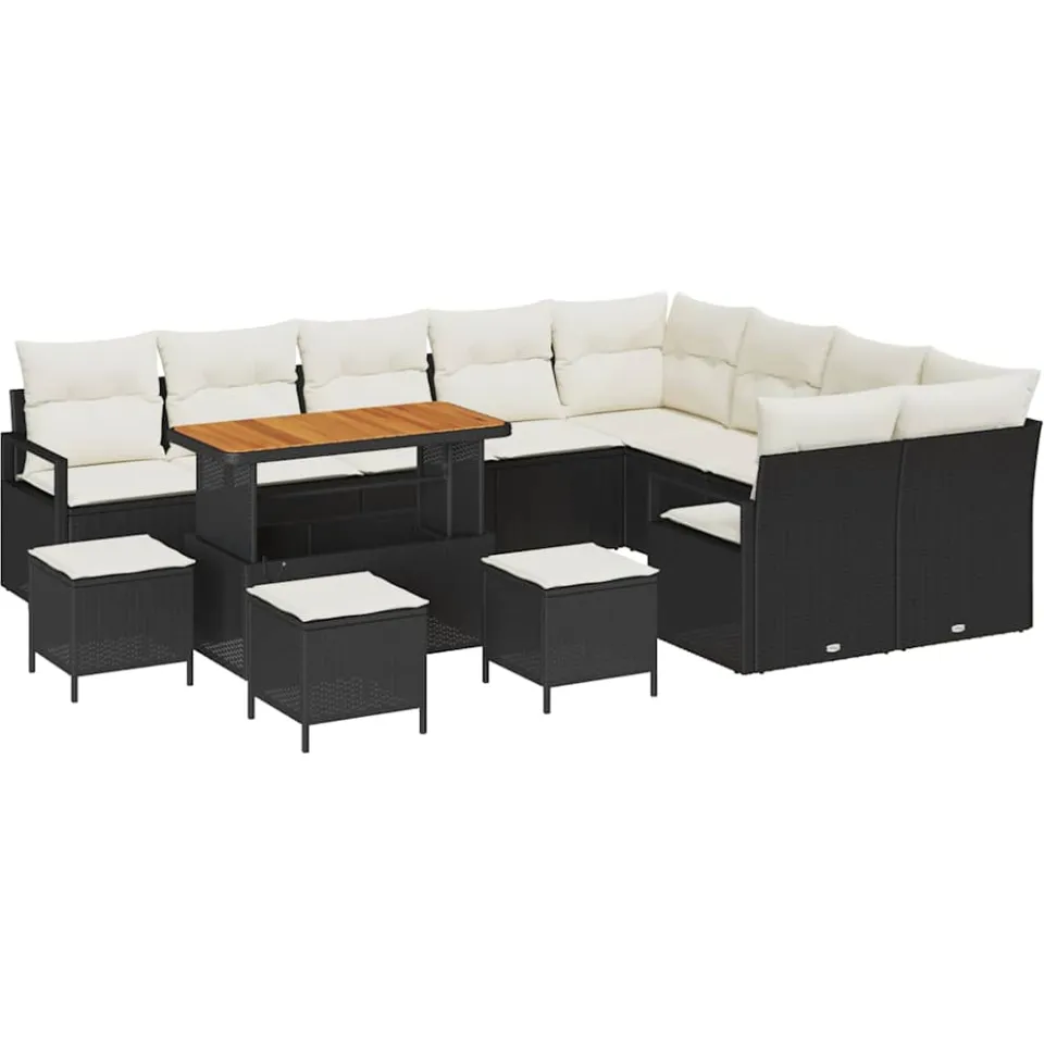 vidaXL Tuinbankenset 13 st Zwart poly rattan