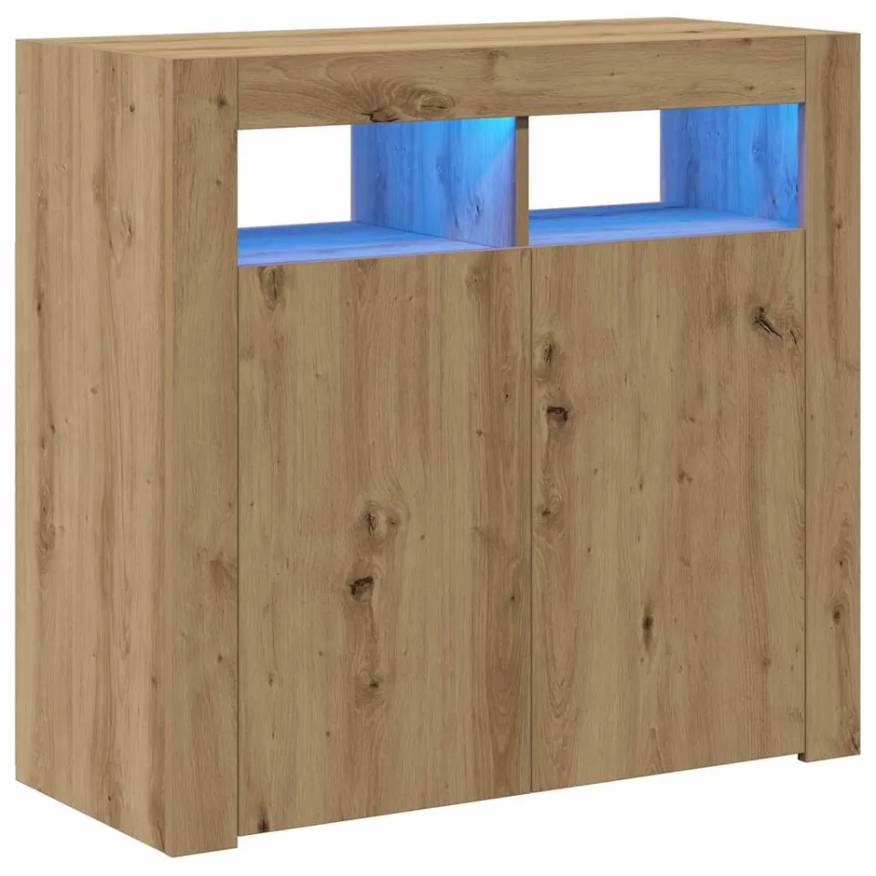 vidaXL Dressoir met LED 80x35x75 cm bewerkt hout artisanaal eiken